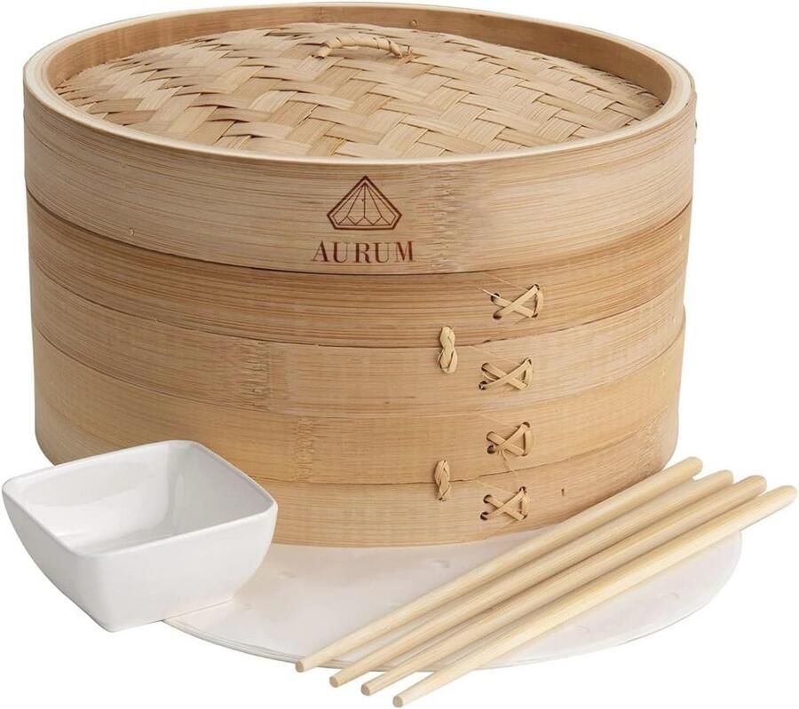 Bamboestomer 20cm 25cm voor Dim Sum Groenten Vis & Dumplings Duurzaam en Ergonomisch Koken