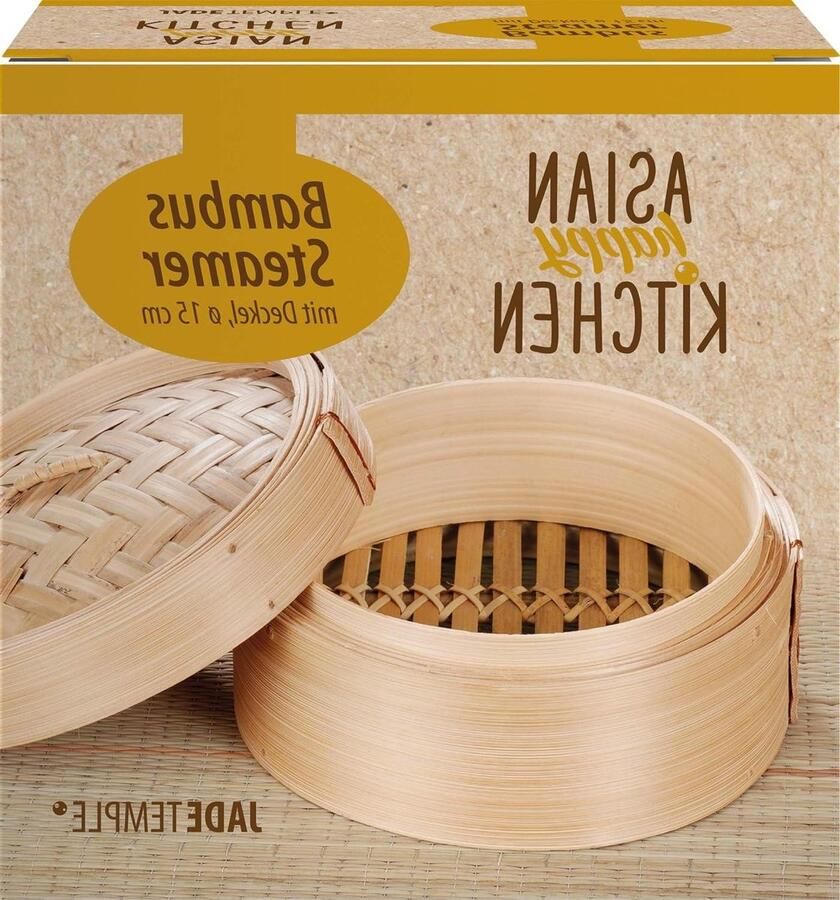 Bamboestomer met deksel Aziatische stomer Gezond koken Authentiek design 15 cm diameter Natuurlijk