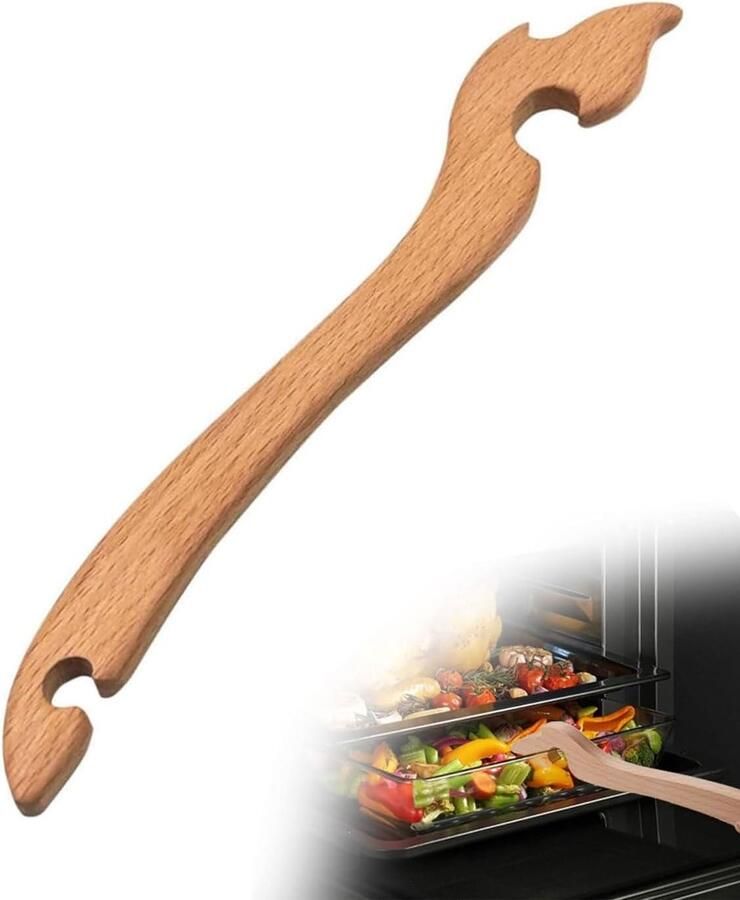Bamboo Oven Rack Push Pull Stick 27 cm Push Pull Stick for Oven Grate Durable Silicone Oven Grate Puller with ShopVlot