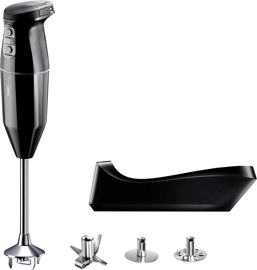 Bamix Staafmixer set draadloze Plus draadloze incl. Multi garde slagschijf van roestvrij staal 250 Watt 3 standen Made in Switzerland zwart
