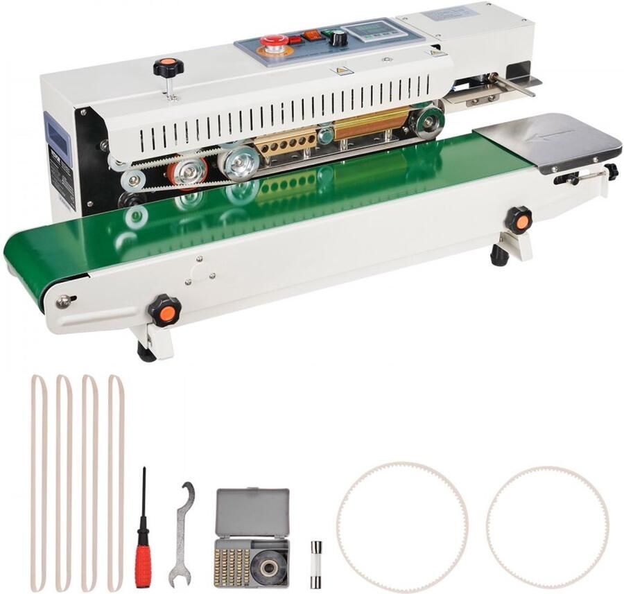 Bandsealer Zakkensealer Horizontale Doorlopende Sealer Sealbreedte 6–12 mm Digitale Temperatuurregeling Voor plastic zakken 0 02–0 8 mm Opblaasfunctie