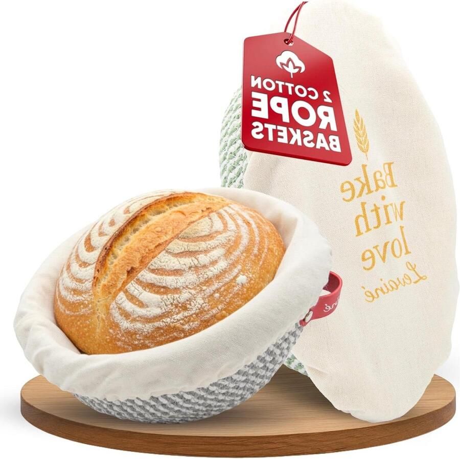 Banneton Brood Mand Set Rijsmand Brood Bakken Katoen Touw 25 x 14 x 9.5 cm