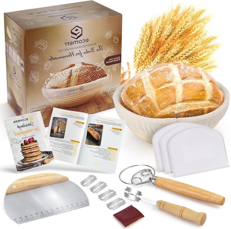 Banneton Brood Proofing Mand 9 Ronde Zuurdesem Starter Kit Zuurdesem Brood Bakken Benodigdheden en Bakken Accessoires Banneton Mand Gift Set