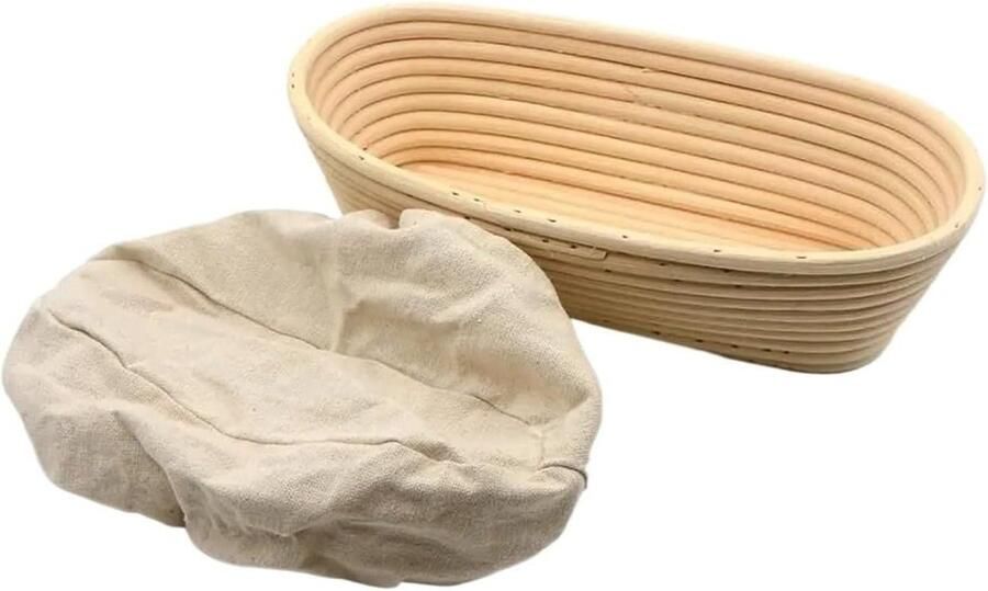 Banneton Broodmand Rijsmand deeg Brood bakken Traditionele techniek 28 x 14 x 8cm Natuurlijk