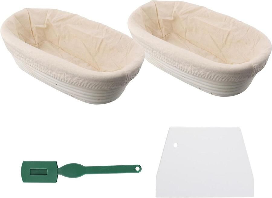 Banneton Broodmand Set Rijsmand Bakken Ambachtelijk Brood Bakken Handgemaakt Rotan 28 x 14 cm Natuurlijk Rotan