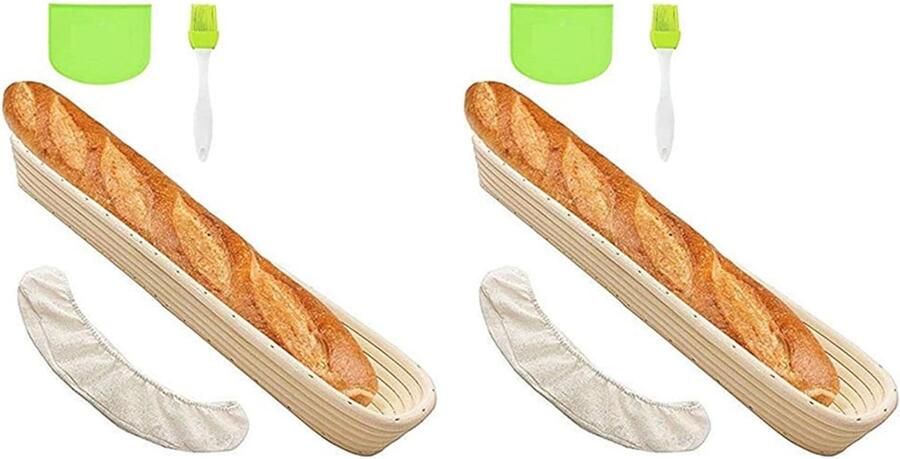 Banneton Broodmand Set Rijsmand Deeg Brood Bakken Thuis Natuurlijk Rotan Materiaal 2 Stuks Ovaal Natuurlijk