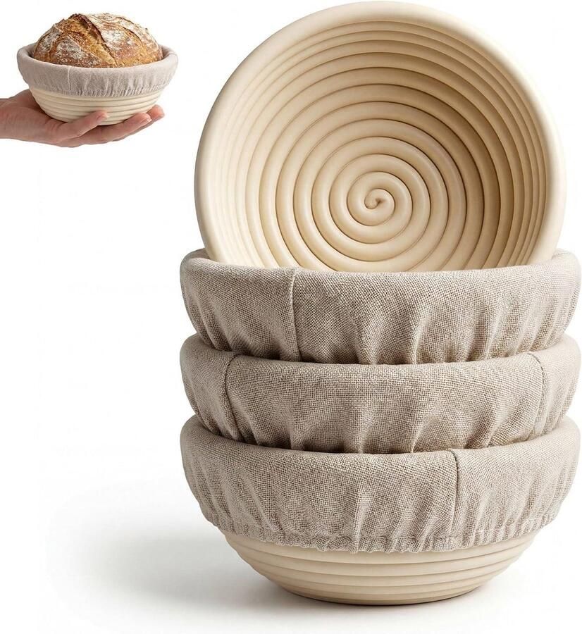 Banneton Broodmandjes Rijsmandjes Sourdough Brood Bakken Vaatwasserbestendig 5 Inch Set van 4 Assorti