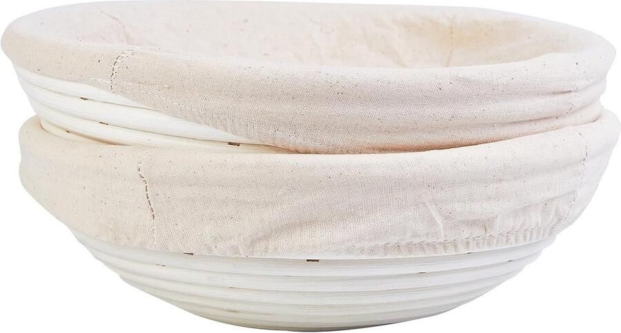 Banneton Broodrijstoestellen Set van 2 Ovaal en Rond Natuurlijke Rottan Handgemaakte Broodmand met Linnen Voering voor Perfecte Deegvorming