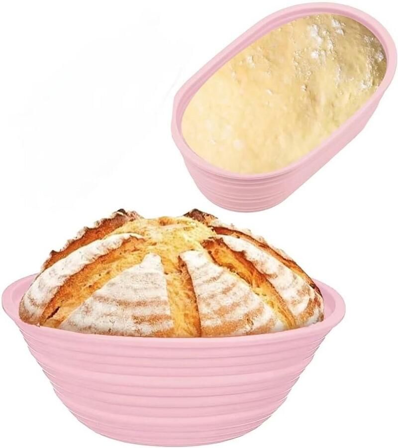 Banneton-emmer voor zuurdesem-brood bakken siliconen stof met anti-aanbaklaag vouwbaar houten frame 9 3 inch rond en 10 2 inch ovaal meerdere kleuren beschikbaar