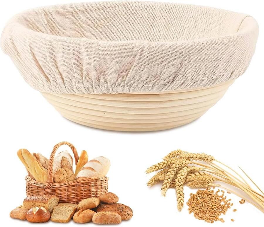 Banneton Mand voor Zuurdesem Ronde Rijsmand van 9 Inch voor Professioneel en Thuis Bakken