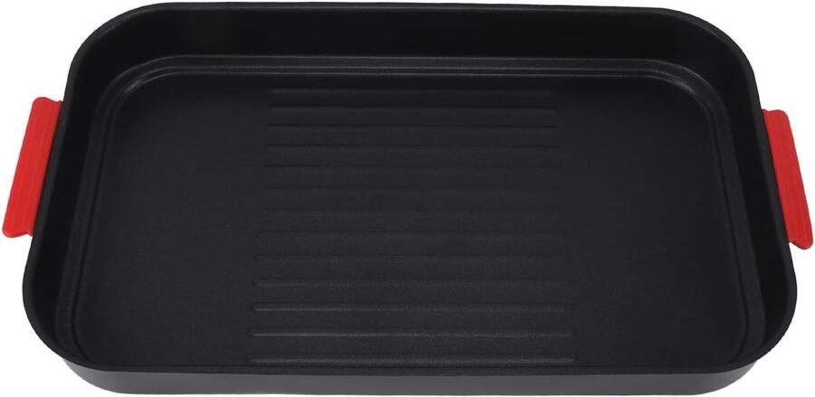 Barbecue Bakplaat Grill Pan Buiten Koken Snelle Opwarming 46 x 26 cm Zwart