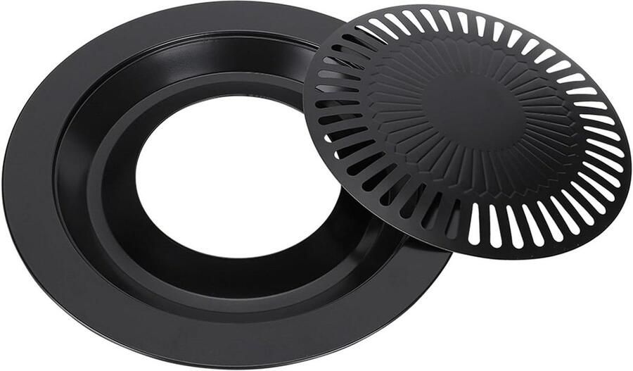 Barbecue Bakplaat Grillpan Ijzer Gezond Grillen Olie Afvoersysteem 32 cm Zwart