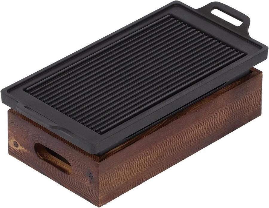Barbecue Bakplaat Hellende Grillpan Gezond Koken Anti-aanbaklaag 33x17x11 cm Zwart