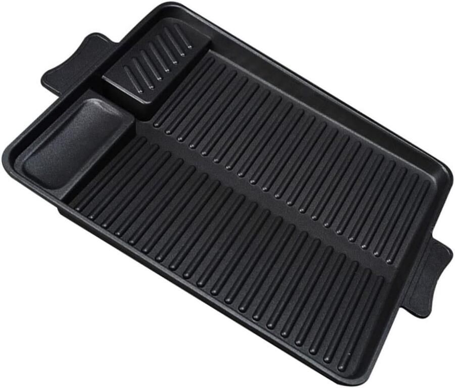 Barbecue Griddle Pan Grillplaat Bakplaat Buiten Koken Inclusief Olie Lekker 26x26x26 cm Zwart