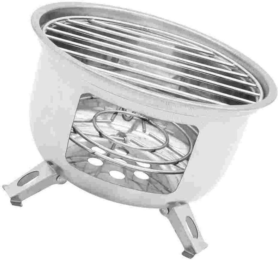 Barbecue Grill Draagbare Oven Buiten Koken Roestvrij Staal Kleine Maat Zilver
