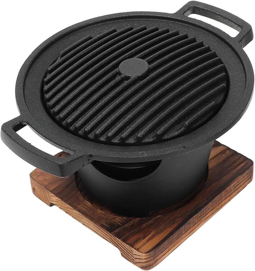 Barbecue Grill Mini Grill Binnen Koken Compact Voor Eén 21.5cm Diameter Zwart