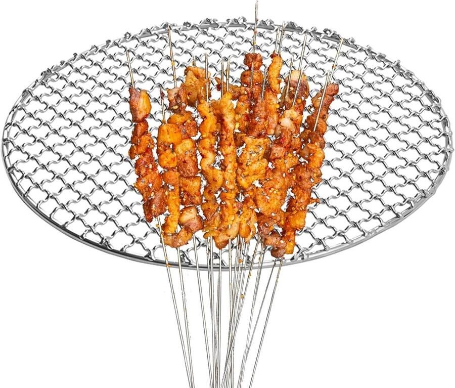 Barbecue Grill Net BBQ Gaas Roosters Buiten Koken Voedselveilig RVS 33 cm Diameter Zilver