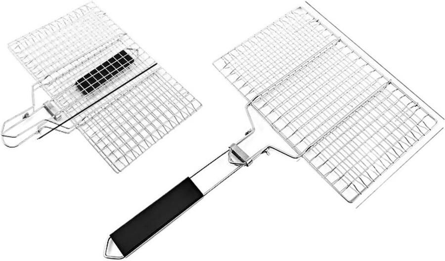 Barbecue Grill Net BBQ Klem Visrooster Buiten Koken Gelijkmatige Verwarming 22 x 33.5 cm Zilver