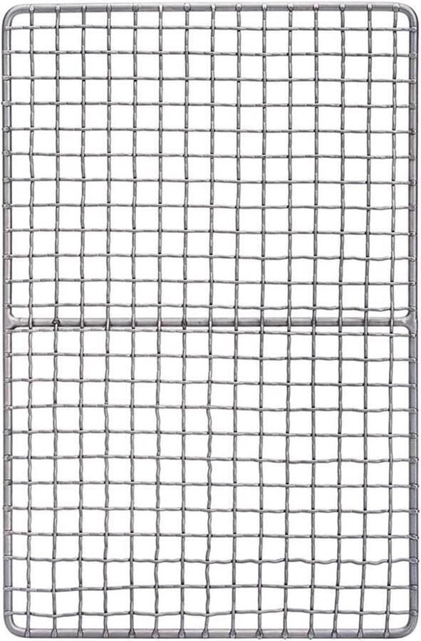 Barbecue Grill Net Grillmat Vis Buiten Koken Anti-aanbak Oppervlak 16.5 x 25.5 cm Zilver