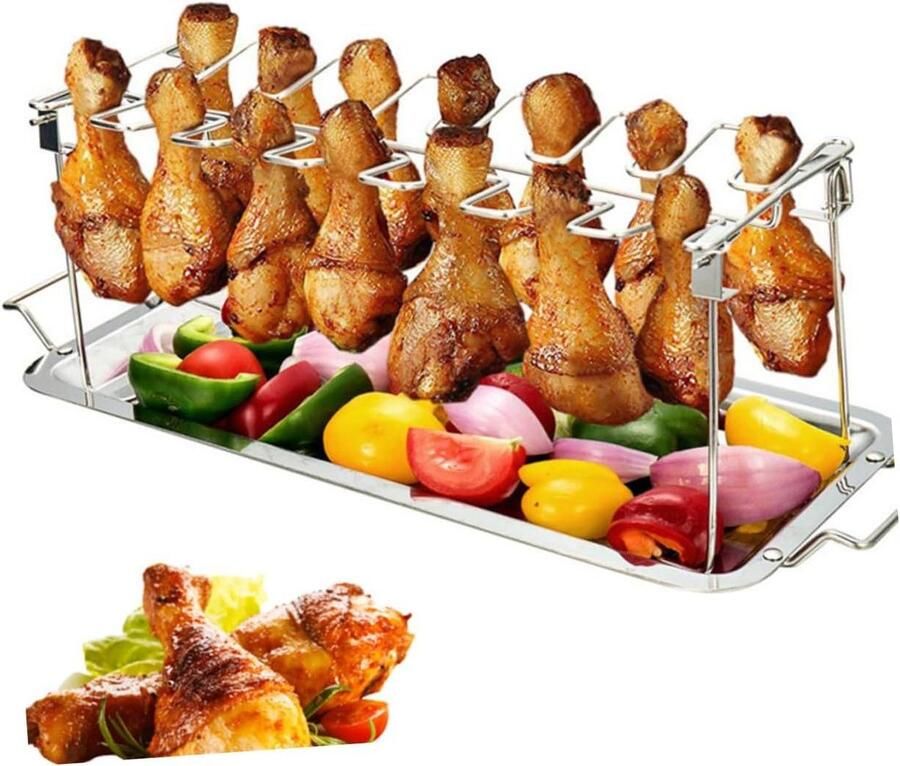 Barbecue Grill Rek Braadrek Ribrek Koken Buiten Roestvrij Staal 38.5 x 15 x 16.5 cm Zilver