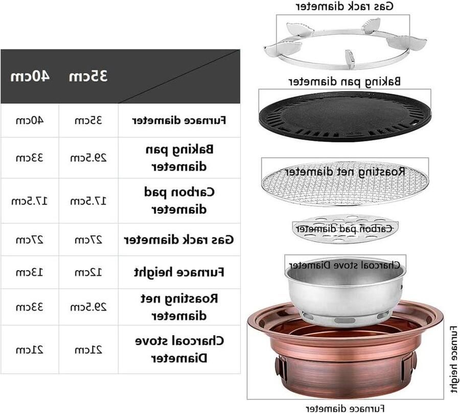 Barbecue Grill Ronde Grill Buiten Koken Roestvrijstaal 35CM Zwart