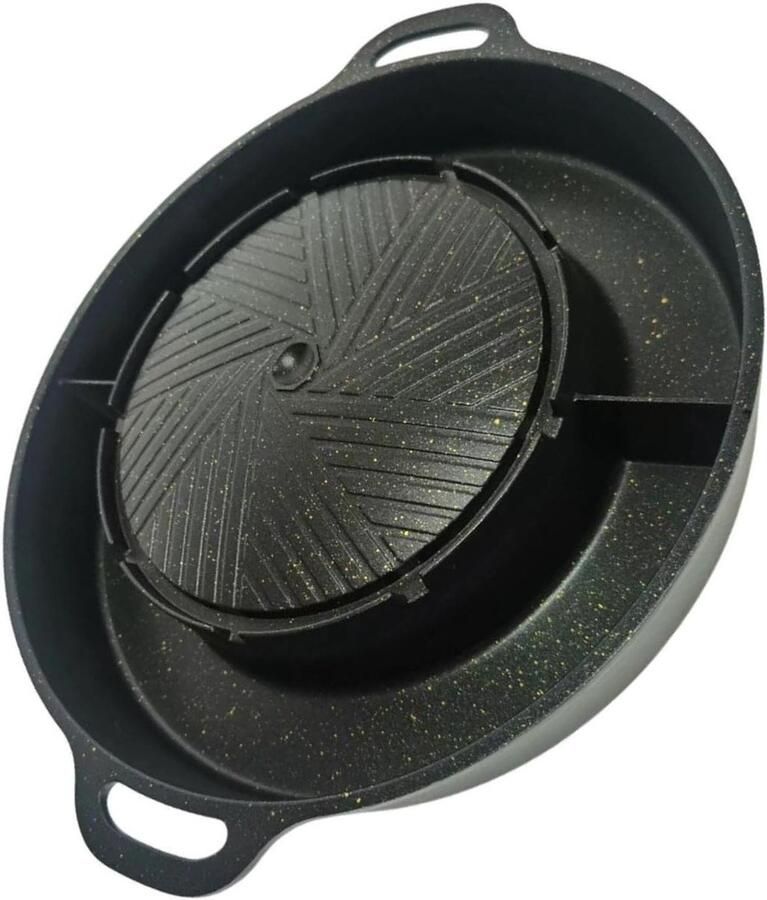 Barbecue Grill Vleespan Hotpot Buiten Koken Dubbele Functie 34 cm Zwart