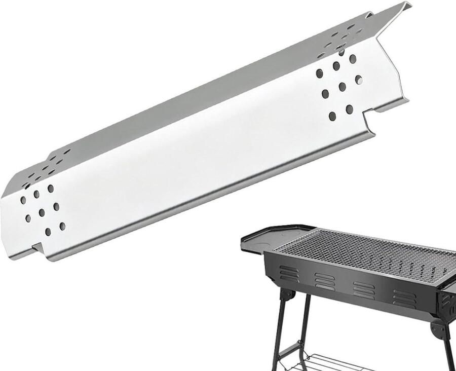 Barbecue Grill Warmteplaten Hitteverdeler Vlamdover Gelijkmatige Hitte Roestvrij Staal 38 x 12 x 5 cm Zilver