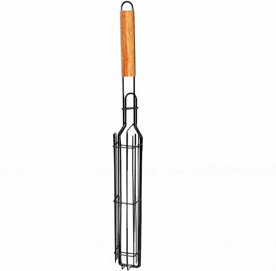 Barbecue Grillmand Draaibare Kooi Gelijkmatig Grillen 360 Graden Rotatie 49x5.5x4cm Zilver