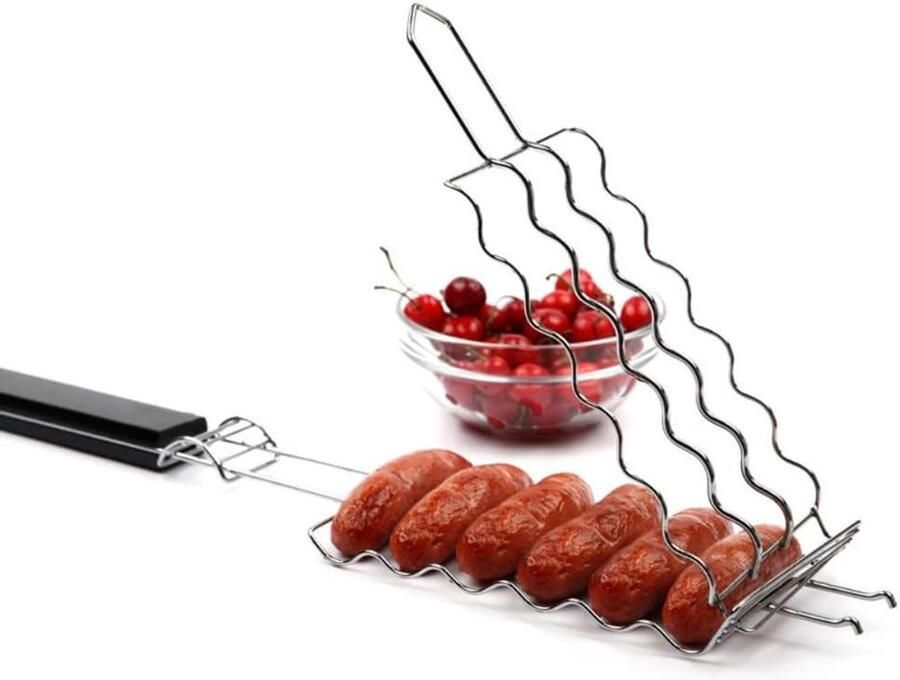 Barbecue Grillmand Grillrek Hotdogs Barbecue Koken Voor 6 Hotdogs N.v.t. Zilver