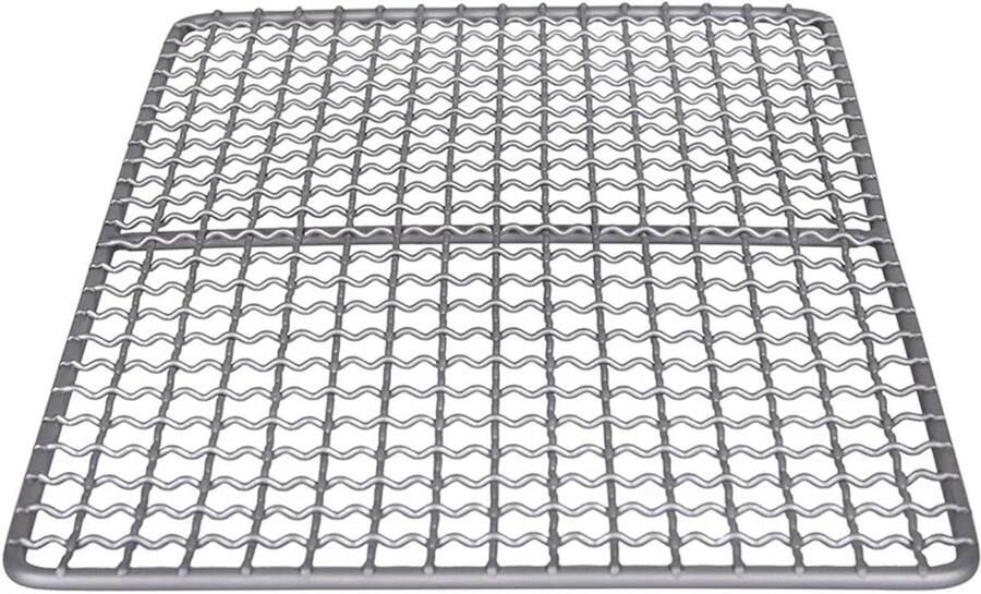 Barbecue Grillnet Hangend Kooknet Buiten Koken Gelijkmatige Warmte 25.5 x 16.5 cm Zilverkleurig