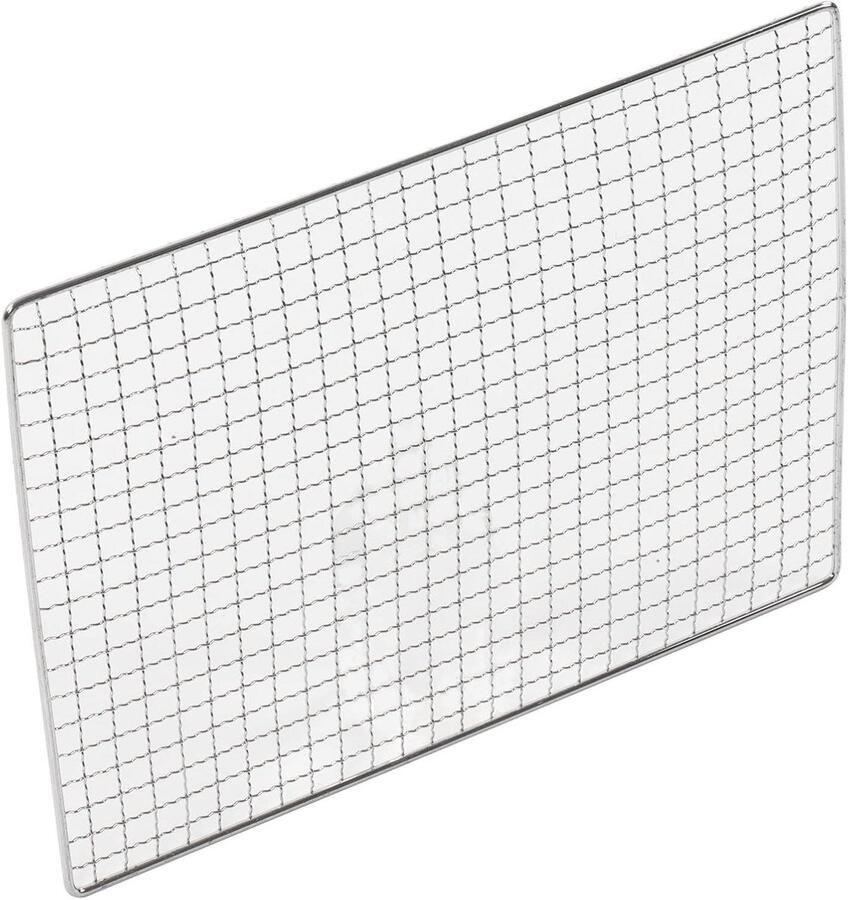 Barbecue Grillnet Kookrooster Ijzer Buiten Koken Roestbestendig Ontwerp 35 x 27 Cm Zilver - Foto 2