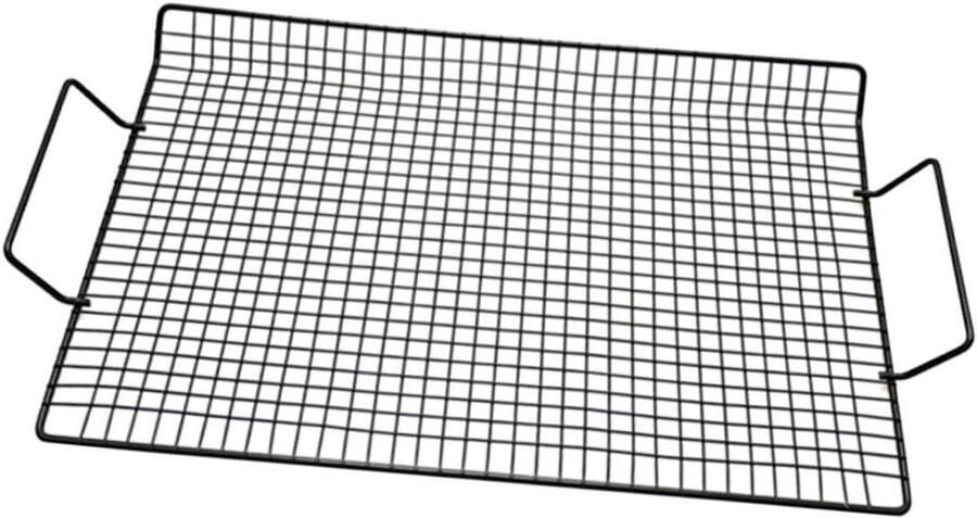 Barbecue Grillrek Baknet Grillrooster Koelen van Gebakken en Antiaanbaklaag 38x25.5x2.3CM Zwart