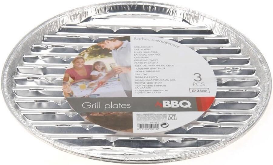 Barbecue Grillschalen Aluminium Bakplaten Direct Grillen Set van 3 35 cm Diameter