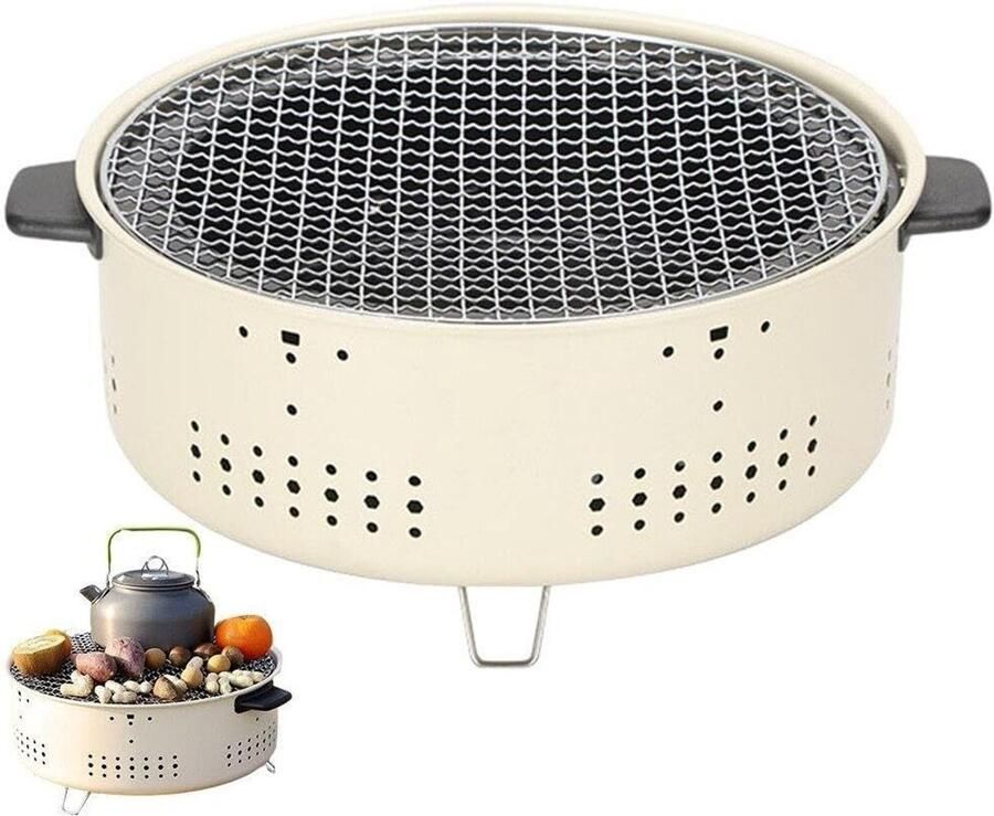 Barbecue Kachel Draagbare Grill Outdoor Koken Compact Gietijzer 31 x 13.5 cm Zoals Getoond