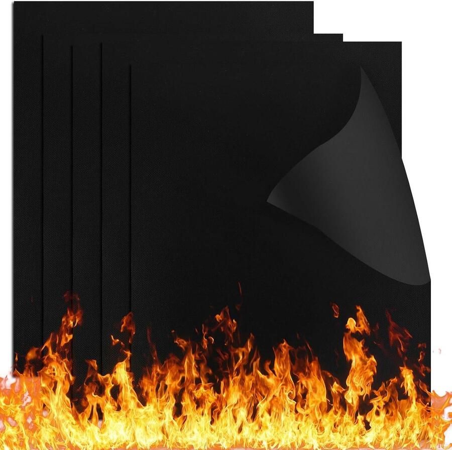 Barbecue mat Grillmat Voedsel Grillen Non-stick Coating 40 x 50 cm Zwart