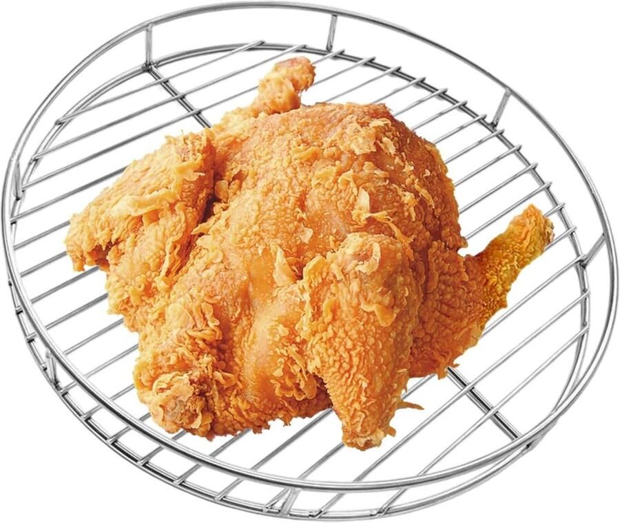 Barbecue Rack Grill Rooster Buiten Koken Hittebestendig Roestvrij Staal 24cm Rond Zilver