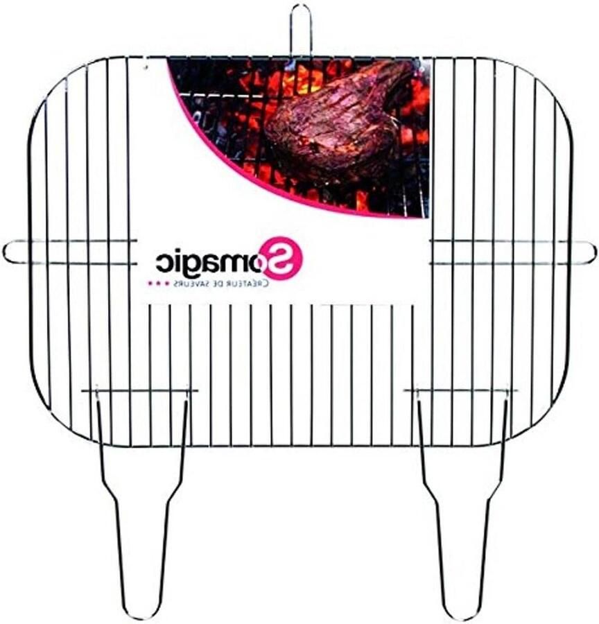 Barbecue Rooster Grillplaat Buiten Koken Eenvoudige Montage 52.5 x 39 cm Zilverkleurig