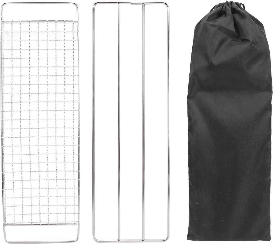 Barbecue Rooster Grillplaat Gaas Buiten Koken Roestvrij Staal 38x12cm