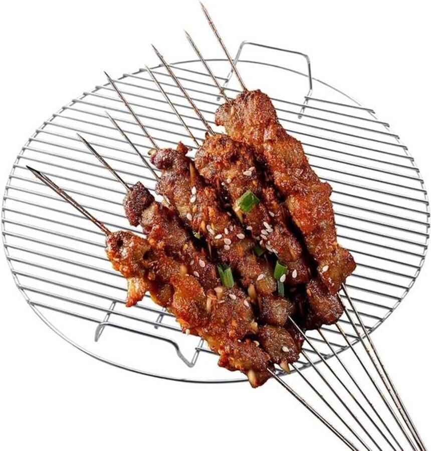 Barbecue Rooster Grillplaat Rond Buiten Koken Roestvrij Staal 44.5 cm Diameter Zilver