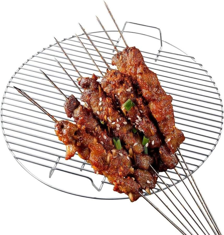 Barbecue Rooster Grillplaat Rond Buiten Koken Roestvrij Staal 44.5 cm Zilver