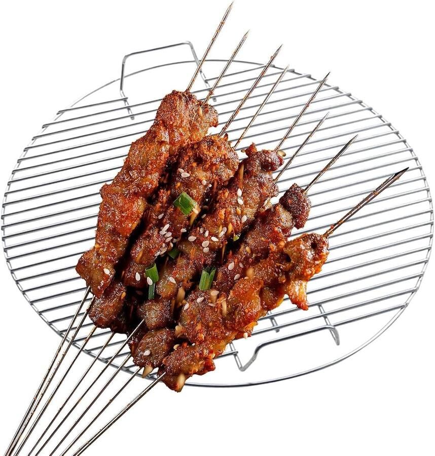 Barbecue Rooster Grillplaat RVS Buiten Koken Roestvrij Staal 44.5 cm Diameter Zilverkleurig