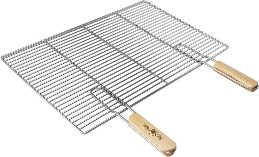 Barbecue Rooster Grillplaat Vlees Buiten Koken Verwijderbare Handgrepen 60 x 40 cm Zilver