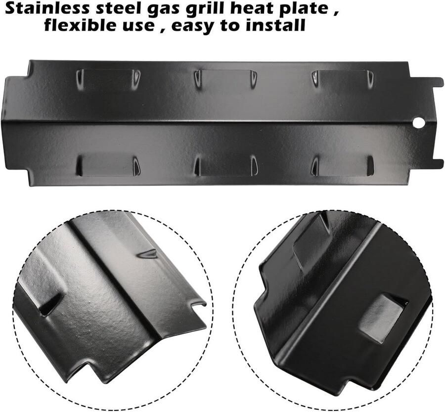 Barbecue Warmteplaat Vlamtemmer Grill Outdoor Grillen Roestvrij Staal 371 x 108 mm Zwart