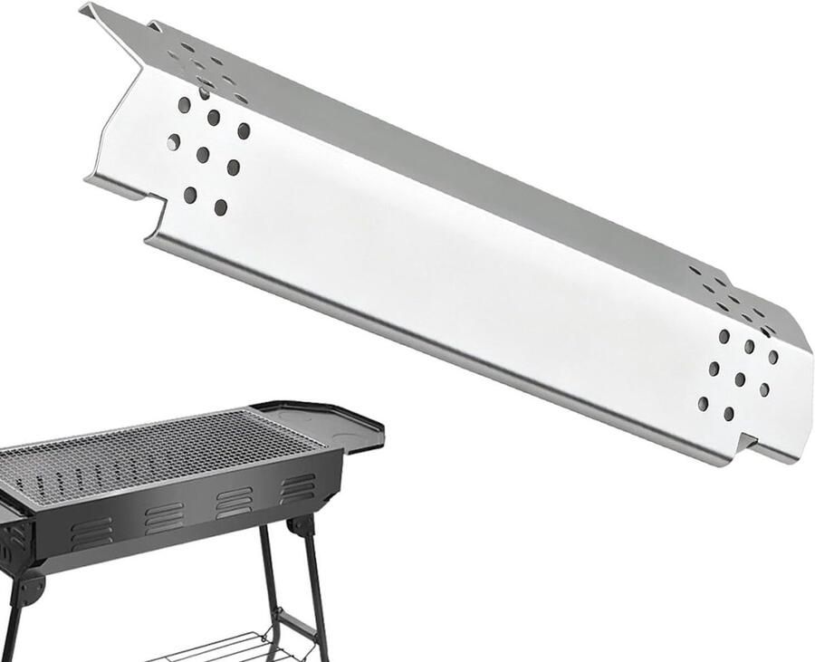 Barbecue Warmteplaten Hitteverdeler Schild Gelijkmatige Hitte Roestvrij Staal 38 x 12 x 5 cm Zilver