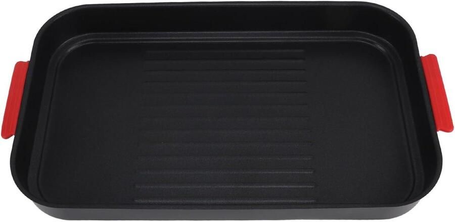 Barbecuebak Grillplaat Serveerblad Buiten Koken Snelle Verwarming 46 x 26 cm Zwart - Foto 1