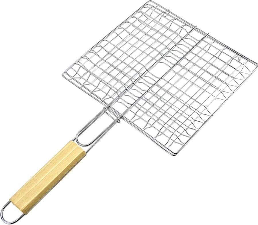 Barbecuemand Visgrillmand Garnalenmand Garnalen Grillen Hittebestendige Draad 42x23 cm Zilver