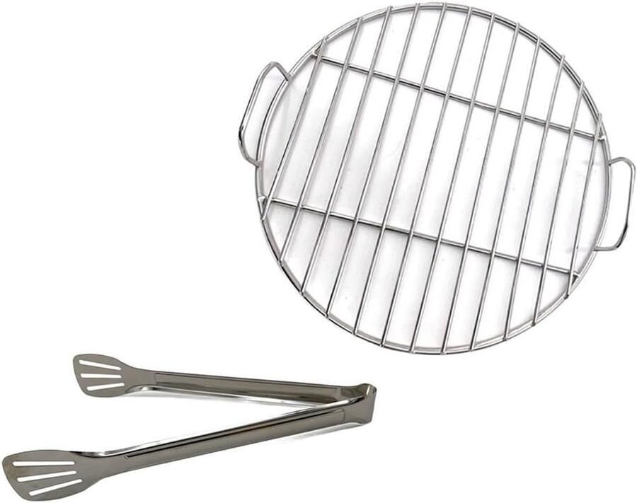 Barbecuemat Bakplaat Grillnet Ronde Plaat Buiten Koken Hittebestendig Vaatwasserbestendig 35 cm Zilver
