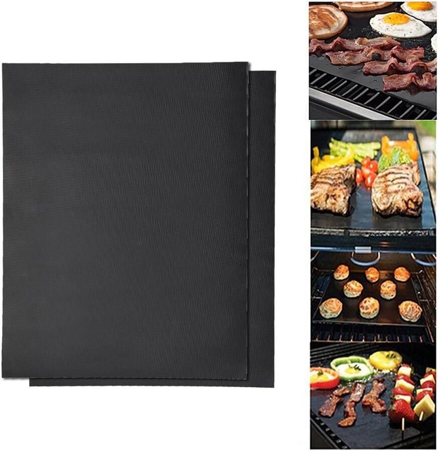 Barbecuemat Hittebestendig 40 x 33 cm Antiaanbakplaten voor BBQ en Oven Voor Thuis en Kamperen
