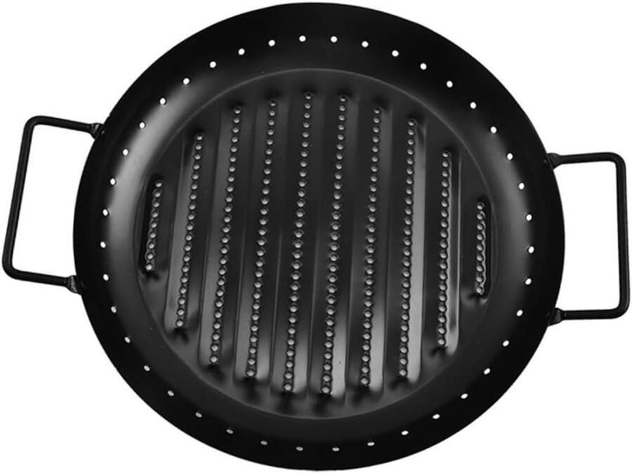 Barbecueplaat Grillpan Bakplaat Buiten Koken Gelijkmatige Warmteverdeling 37 cm Zwart