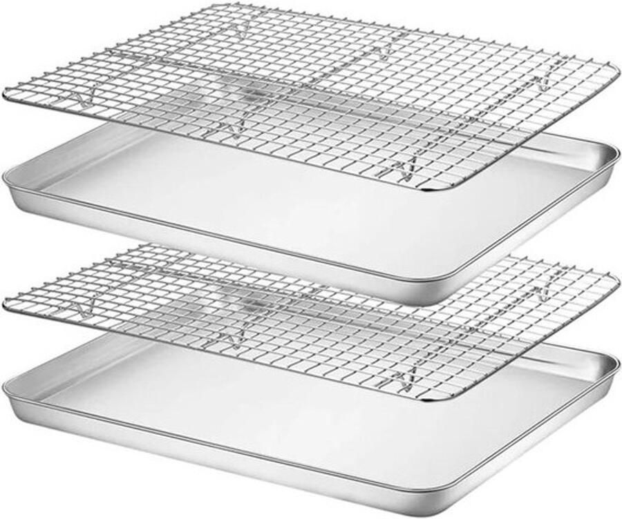 Grill Rooster Bakplaat Rooster Barbecue Koken Gelijkmatige Warmte 40.5 x 30.5 cm Zilverkleurig